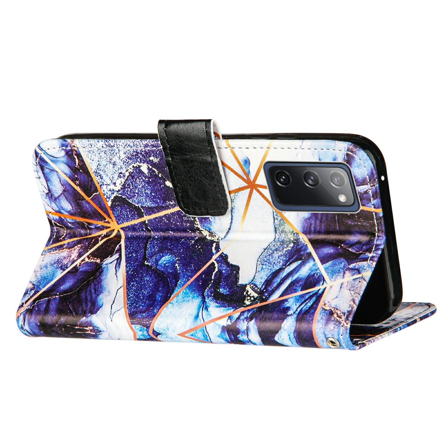 Full Protection Wallet Stand TPU + PU Leather Cover with Splicing Marble Pattern for Samsung Galaxy S20 FE 4G/FE 5G/S20 Lite/S20 FE 2022 - Dark Blue