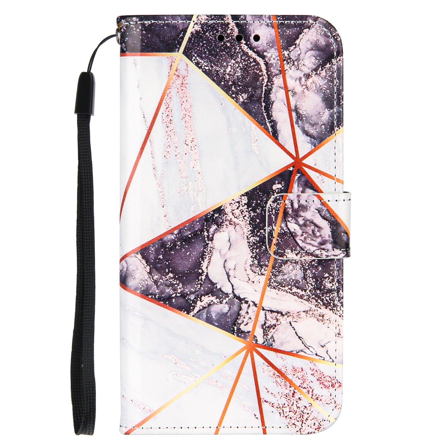Full Protection Wallet Stand TPU + PU Leather Cover with Splicing Marble Pattern for Samsung Galaxy S20 FE 4G/FE 5G/S20 Lite/S20 FE 2022 - White/Black