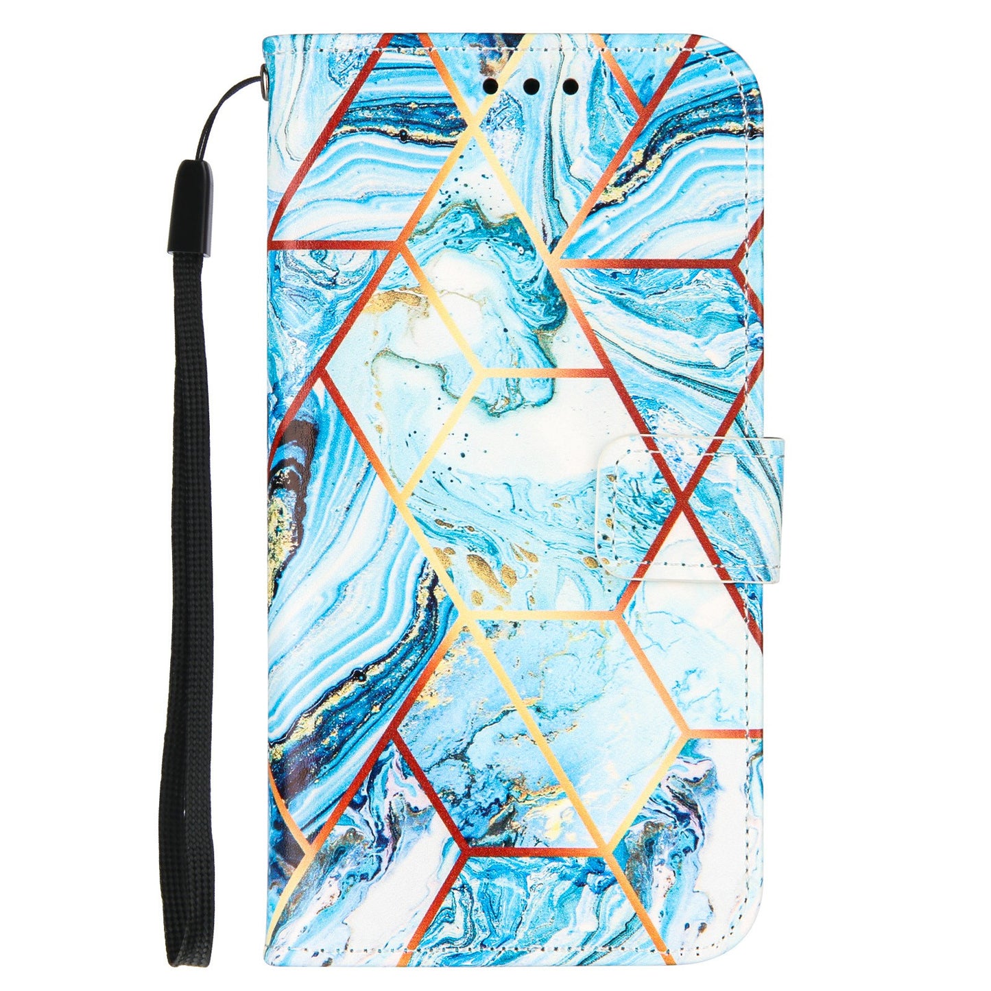 Full Protection Wallet Stand TPU + PU Leather Cover with Splicing Marble Pattern for Samsung Galaxy S20 FE 4G/FE 5G/S20 Lite/S20 FE 2022 - Sky Blue