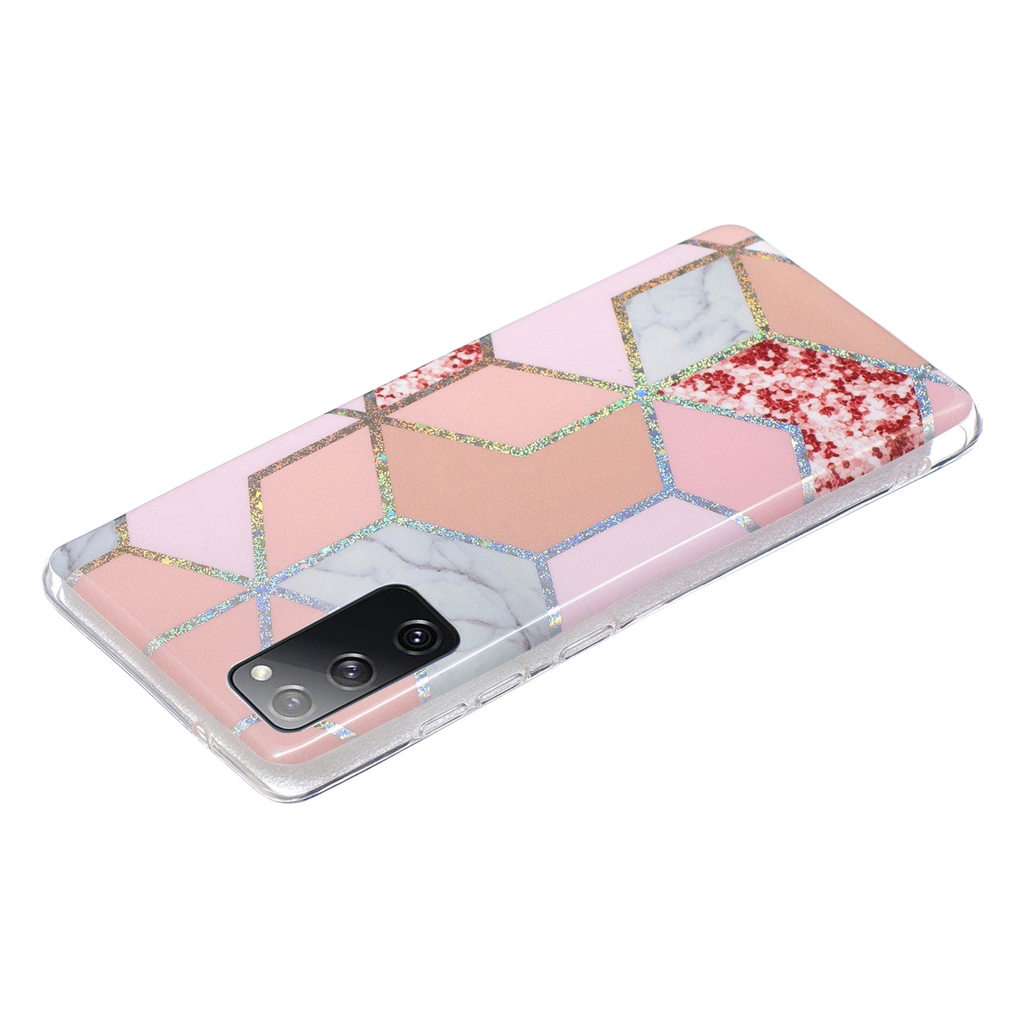 Marble Pattern Printing IMD Design TPU Cover for Samsung Galaxy S20 FE 4G/FE 5G/S20 Lite/S20 FE 2022 - Pink/Rhombus