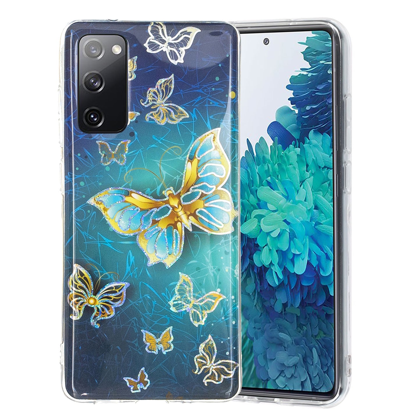 Marble Pattern Printing IMD Design TPU Cover for Samsung Galaxy S20 FE 4G/FE 5G/S20 Lite/S20 FE 2022 - Butterfly