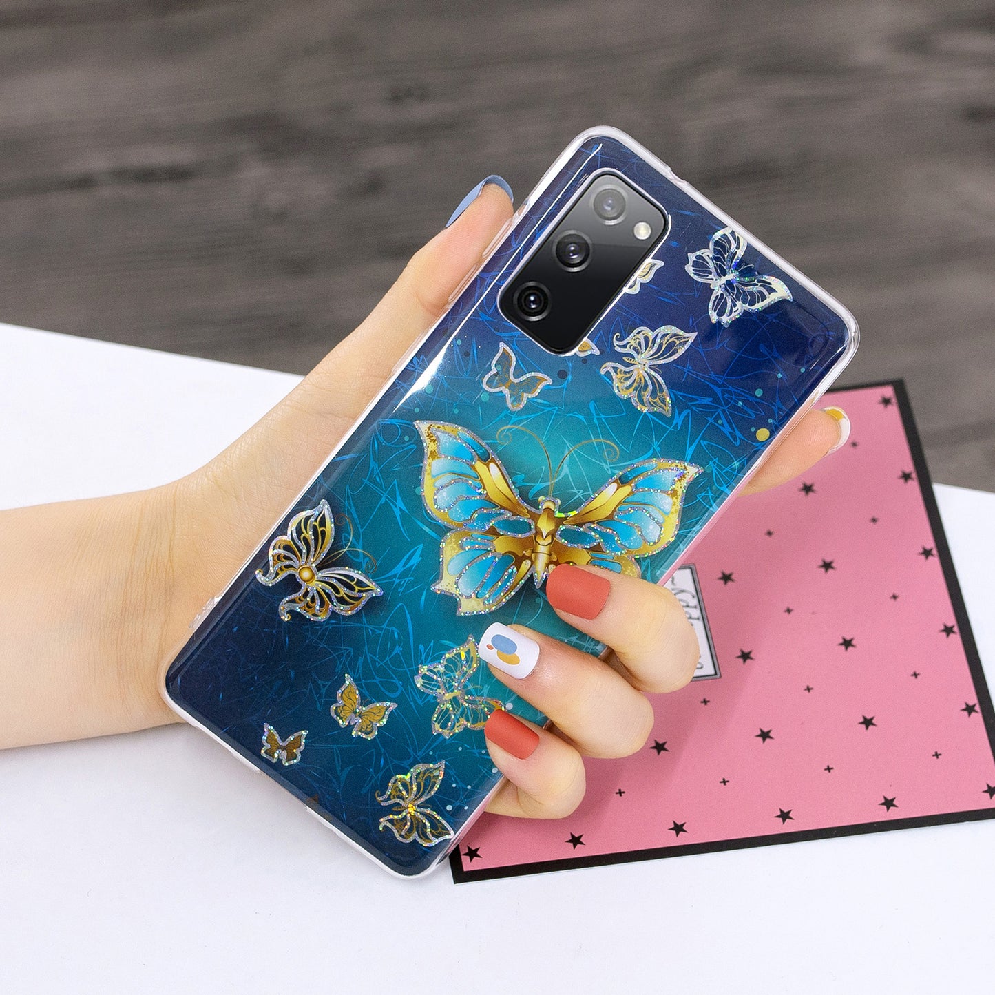 Marble Pattern Printing IMD Design TPU Cover for Samsung Galaxy S20 FE 4G/FE 5G/S20 Lite/S20 FE 2022 - Butterfly