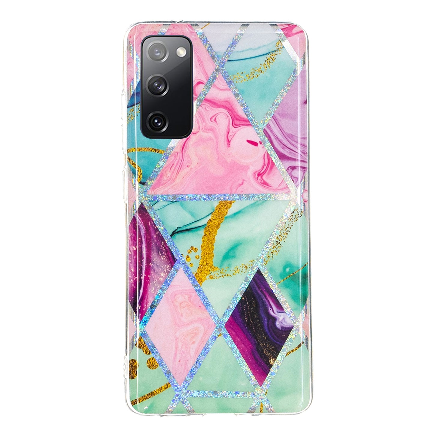 Marble Pattern Printing IMD Design TPU Cover for Samsung Galaxy S20 FE 4G/FE 5G/S20 Lite/S20 FE 2022 - Triangle and Rhombus