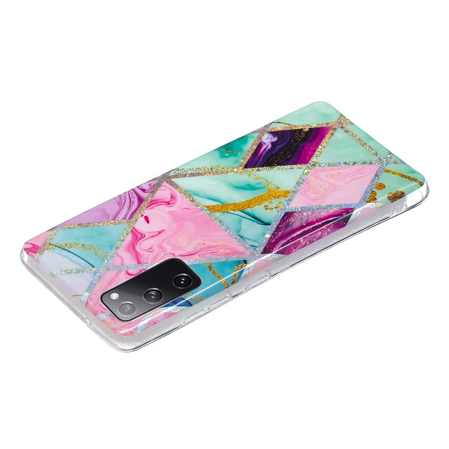 Marble Pattern Printing IMD Design TPU Cover for Samsung Galaxy S20 FE 4G/FE 5G/S20 Lite/S20 FE 2022 - Triangle and Rhombus