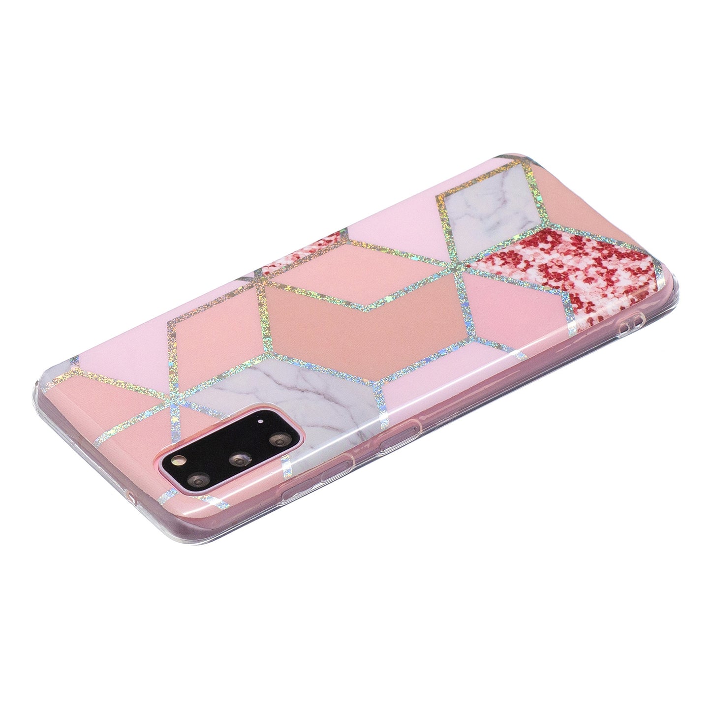 Marble Pattern Printing IMD Design TPU Case for Samsung Galaxy S20 4G/S20 5G - Pink Rhombus