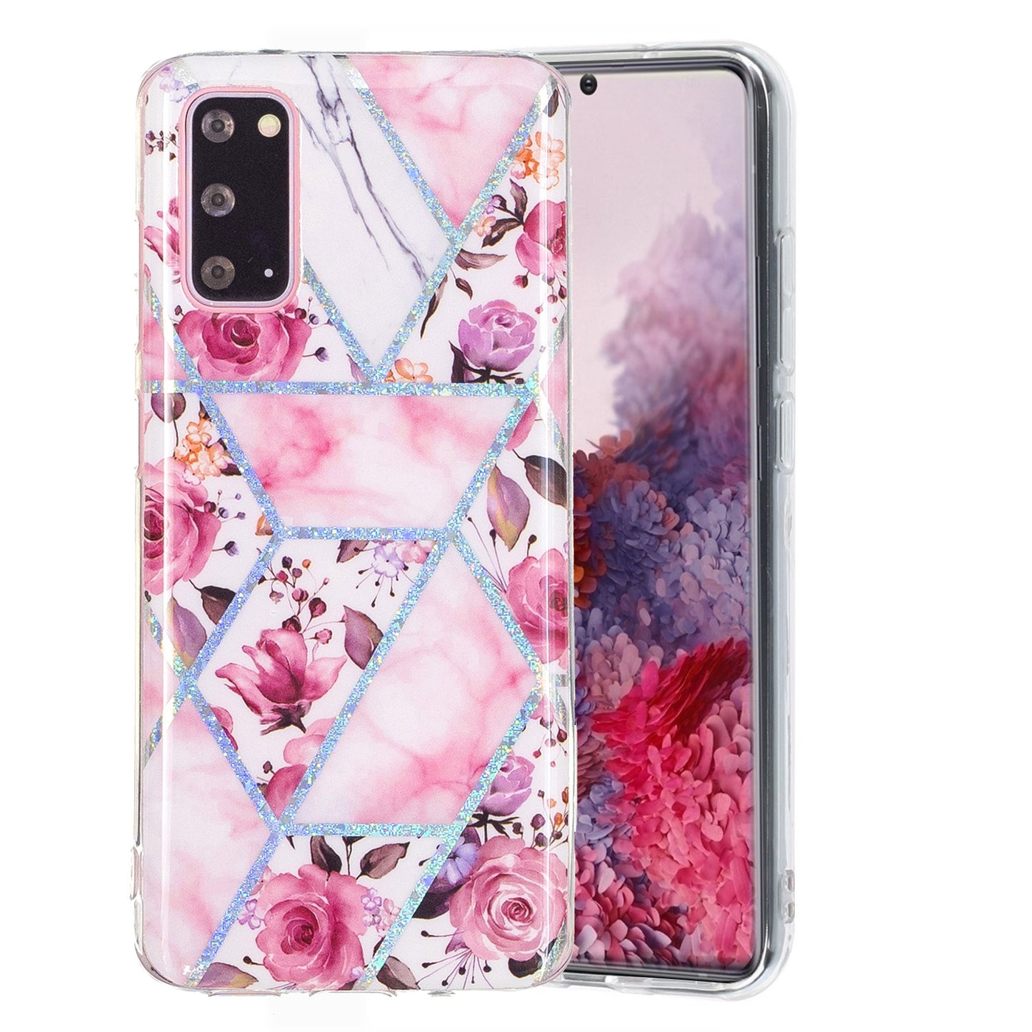 Marble Pattern Printing IMD Design TPU Case for Samsung Galaxy S20 4G/S20 5G - Rose