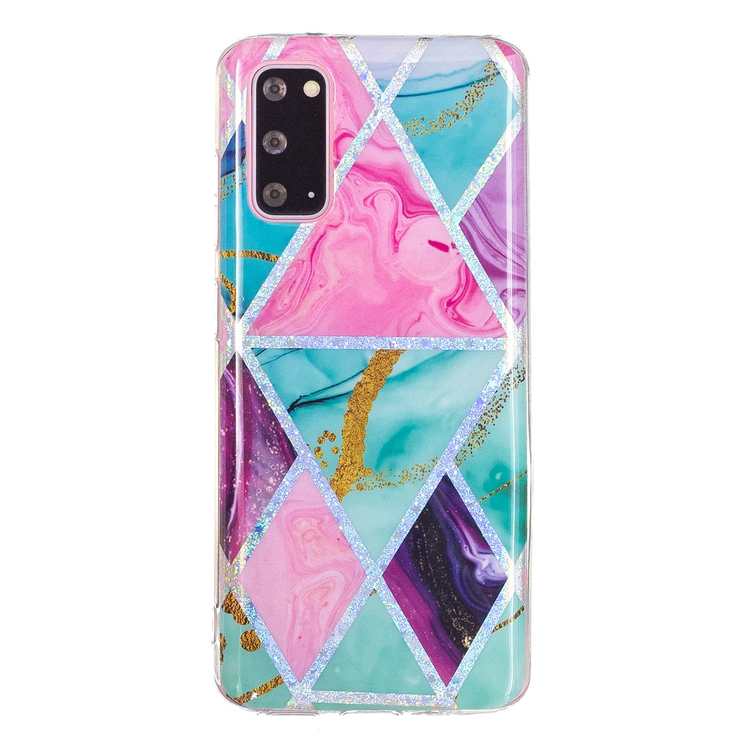 Marble Pattern Printing IMD Design TPU Case for Samsung Galaxy S20 4G/S20 5G - Triangle and Rhombus