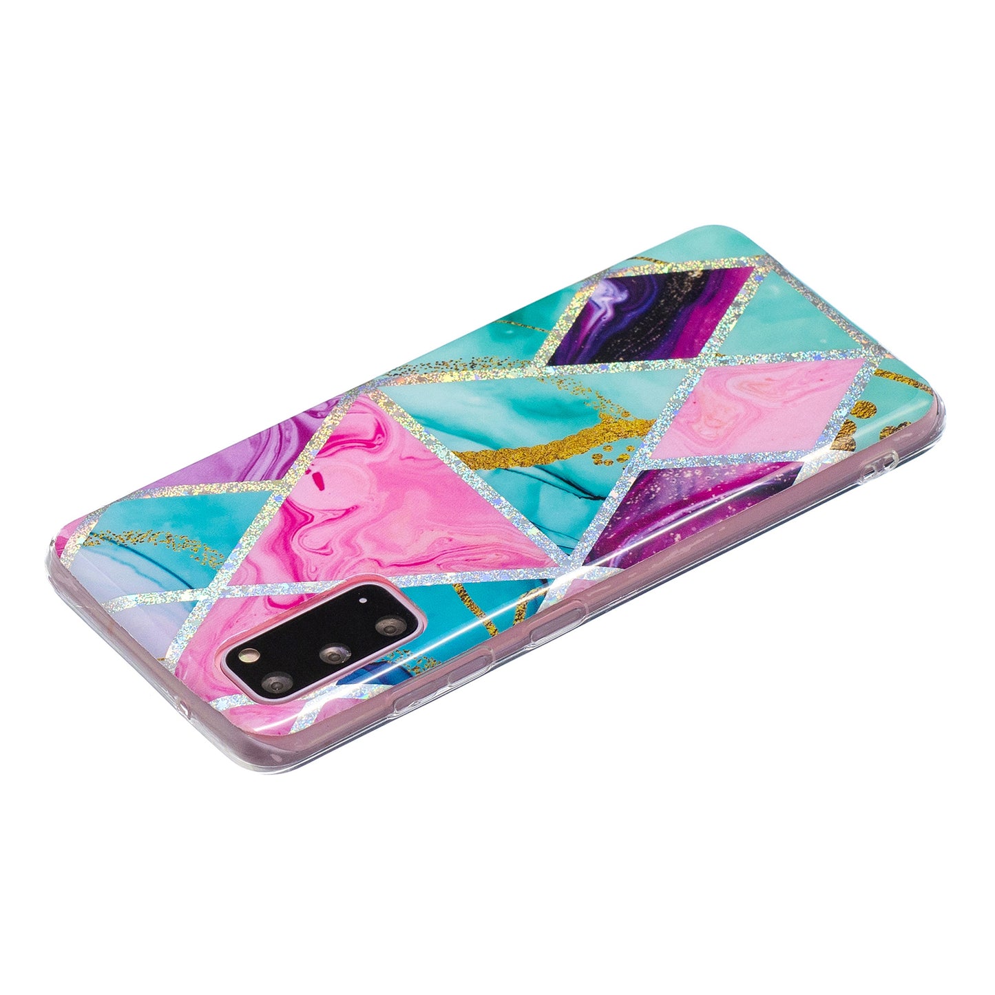 Marble Pattern Printing IMD Design TPU Case for Samsung Galaxy S20 4G/S20 5G - Triangle and Rhombus