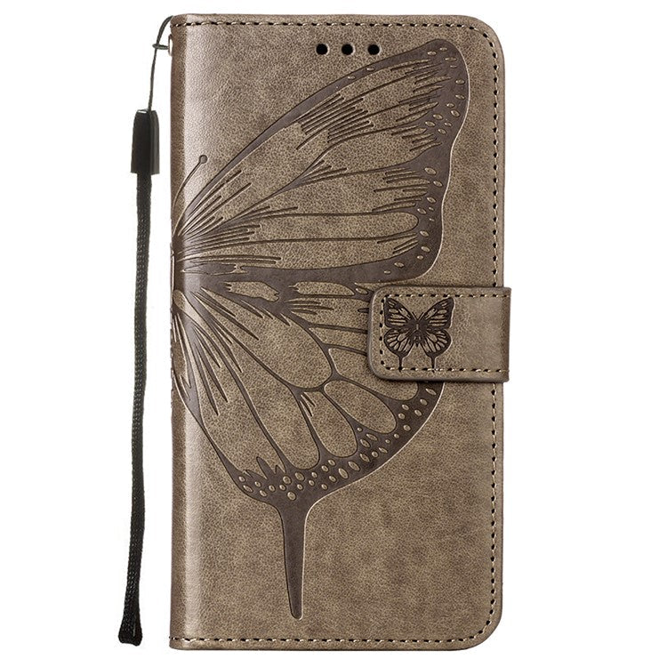 Imprint Butterfly Flower Pattern Wallet Stand Leather Case for Samsung Galaxy A52 4G/5G / A52s 5G - Grey