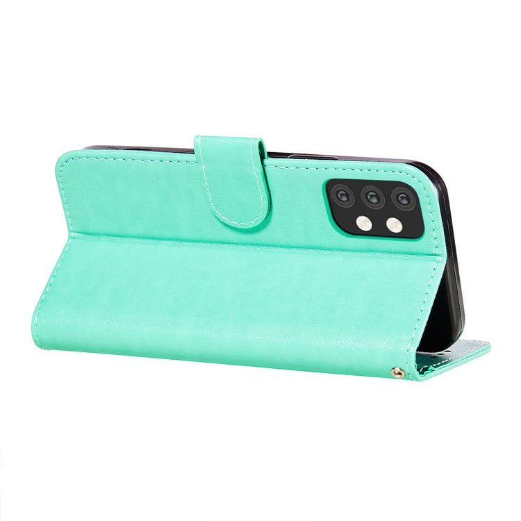 Dual-sided Magnetic Clasp Leather Shell for Samsung Galaxy A32 5G Wallet Stand Case - Green