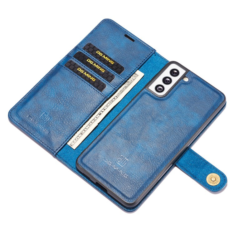 DG.MING For Samsung Galaxy S21+ 5G Detachable 2-in-1 PC Shell Anti-scratch Split Leather Case - Blue