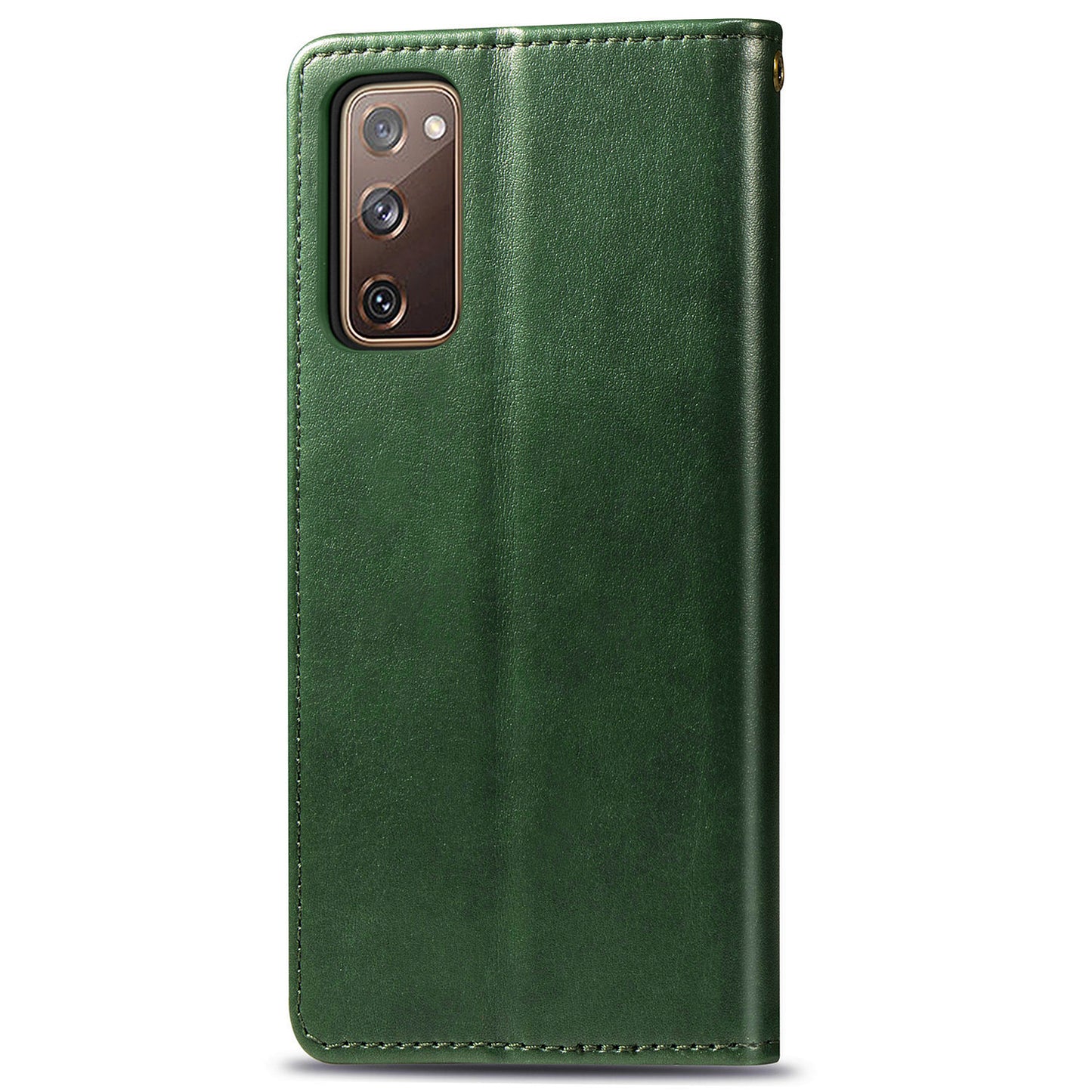 Solid Color Wallet Stand Leather Phone Shell for Samsung Galaxy S20 FE 4G/FE 5G/S20 Lite/S20 FE 2022 - Blackish Green