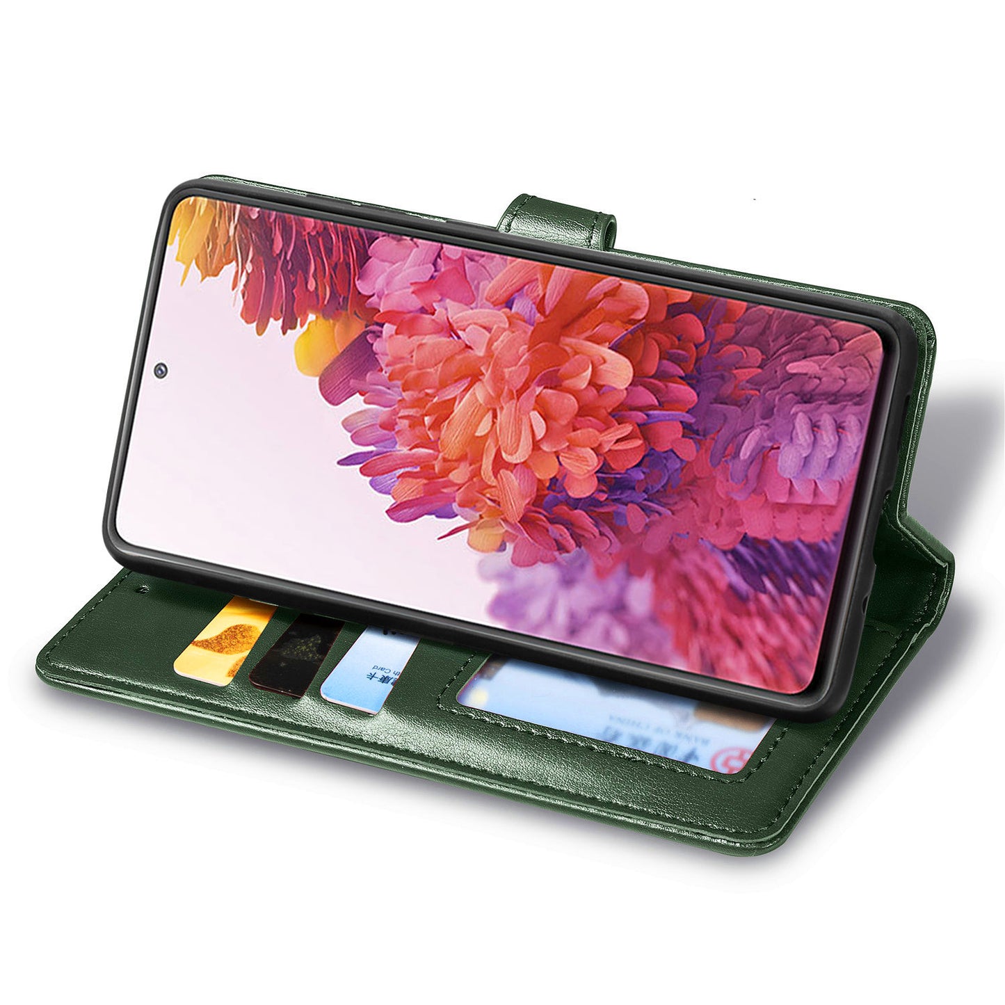 Solid Color Wallet Stand Leather Phone Shell for Samsung Galaxy S20 FE 4G/FE 5G/S20 Lite/S20 FE 2022 - Blackish Green