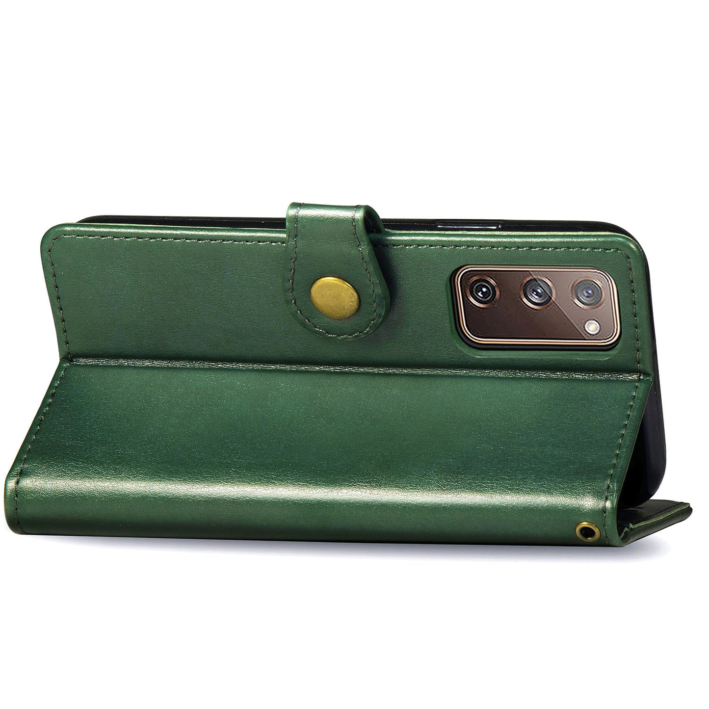 Solid Color Wallet Stand Leather Phone Shell for Samsung Galaxy S20 FE 4G/FE 5G/S20 Lite/S20 FE 2022 - Blackish Green