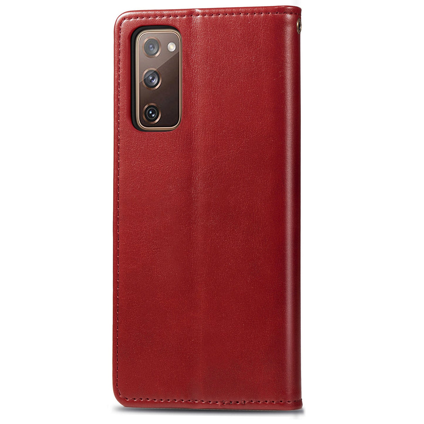 Solid Color Wallet Stand Leather Phone Shell for Samsung Galaxy S20 FE 4G/FE 5G/S20 Lite/S20 FE 2022 - Red