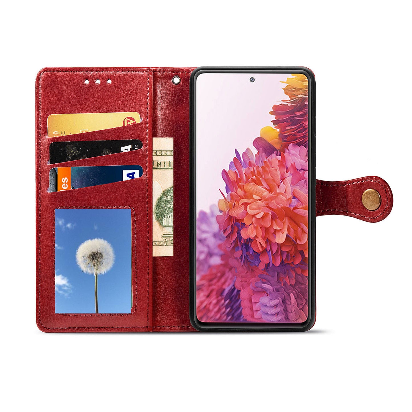 Solid Color Wallet Stand Leather Phone Shell for Samsung Galaxy S20 FE 4G/FE 5G/S20 Lite/S20 FE 2022 - Red