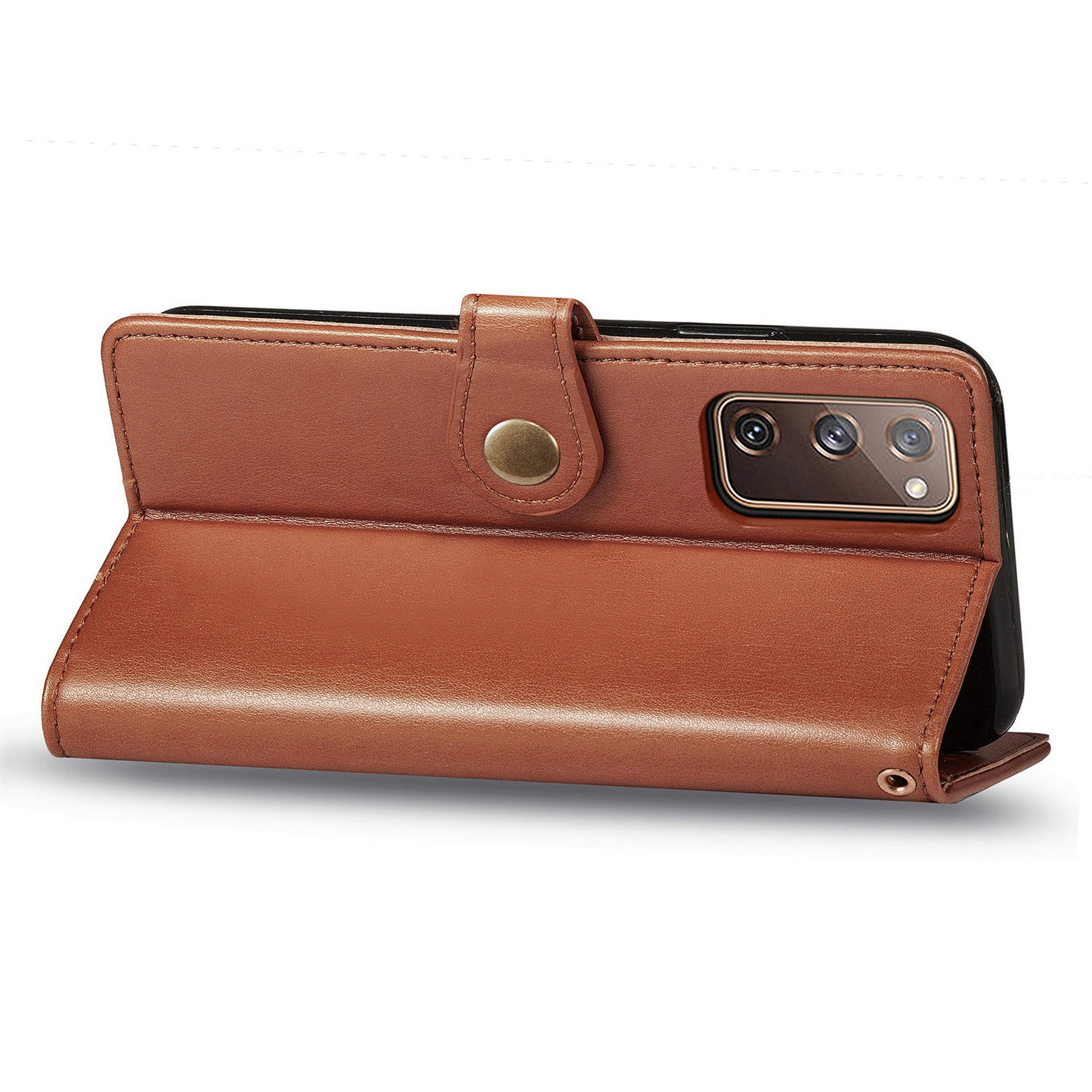 Solid Color Wallet Stand Leather Phone Shell for Samsung Galaxy S20 FE 4G/FE 5G/S20 Lite/S20 FE 2022 - Light Brown
