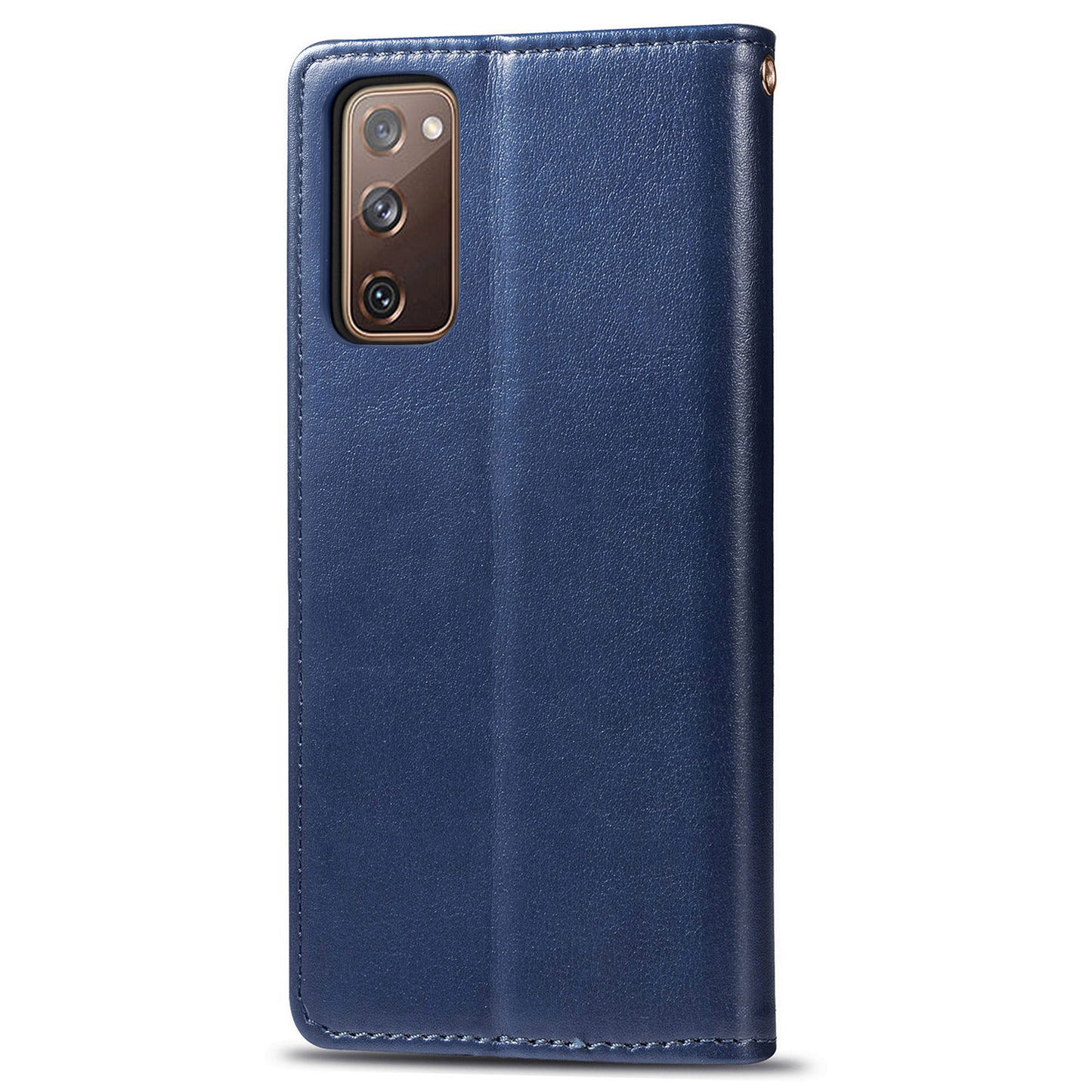 Solid Color Wallet Stand Leather Phone Shell for Samsung Galaxy S20 FE 4G/FE 5G/S20 Lite/S20 FE 2022 - Dark Blue