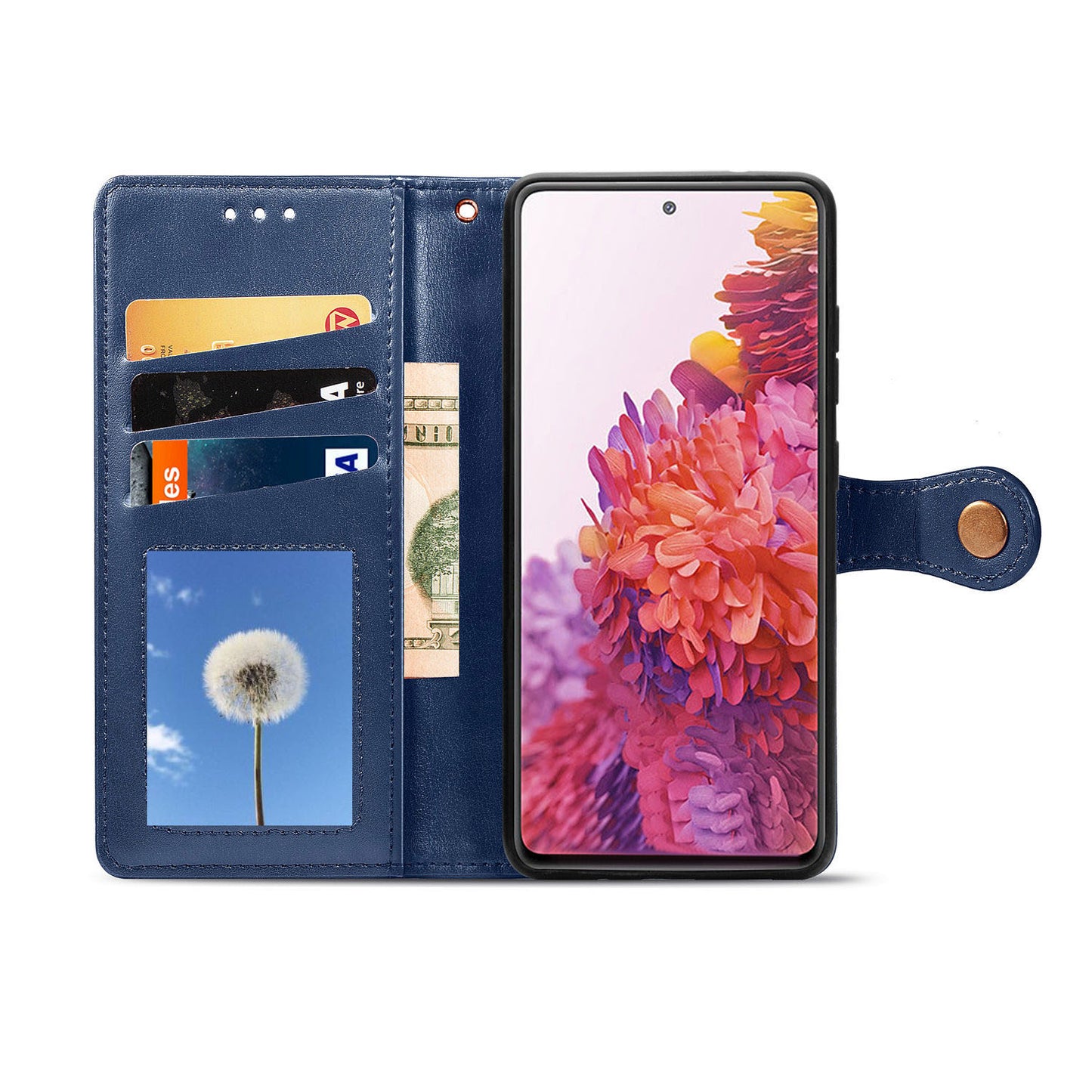 Solid Color Wallet Stand Leather Phone Shell for Samsung Galaxy S20 FE 4G/FE 5G/S20 Lite/S20 FE 2022 - Dark Blue