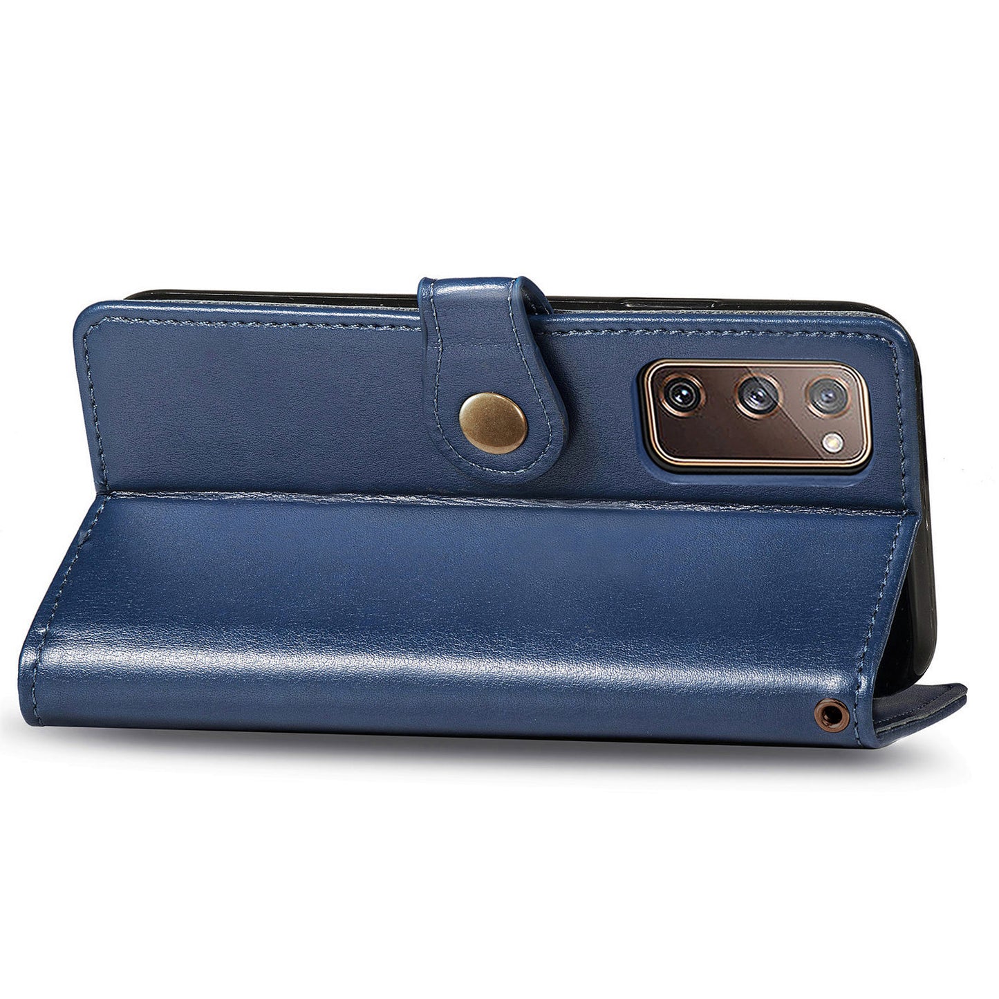 Solid Color Wallet Stand Leather Phone Shell for Samsung Galaxy S20 FE 4G/FE 5G/S20 Lite/S20 FE 2022 - Dark Blue