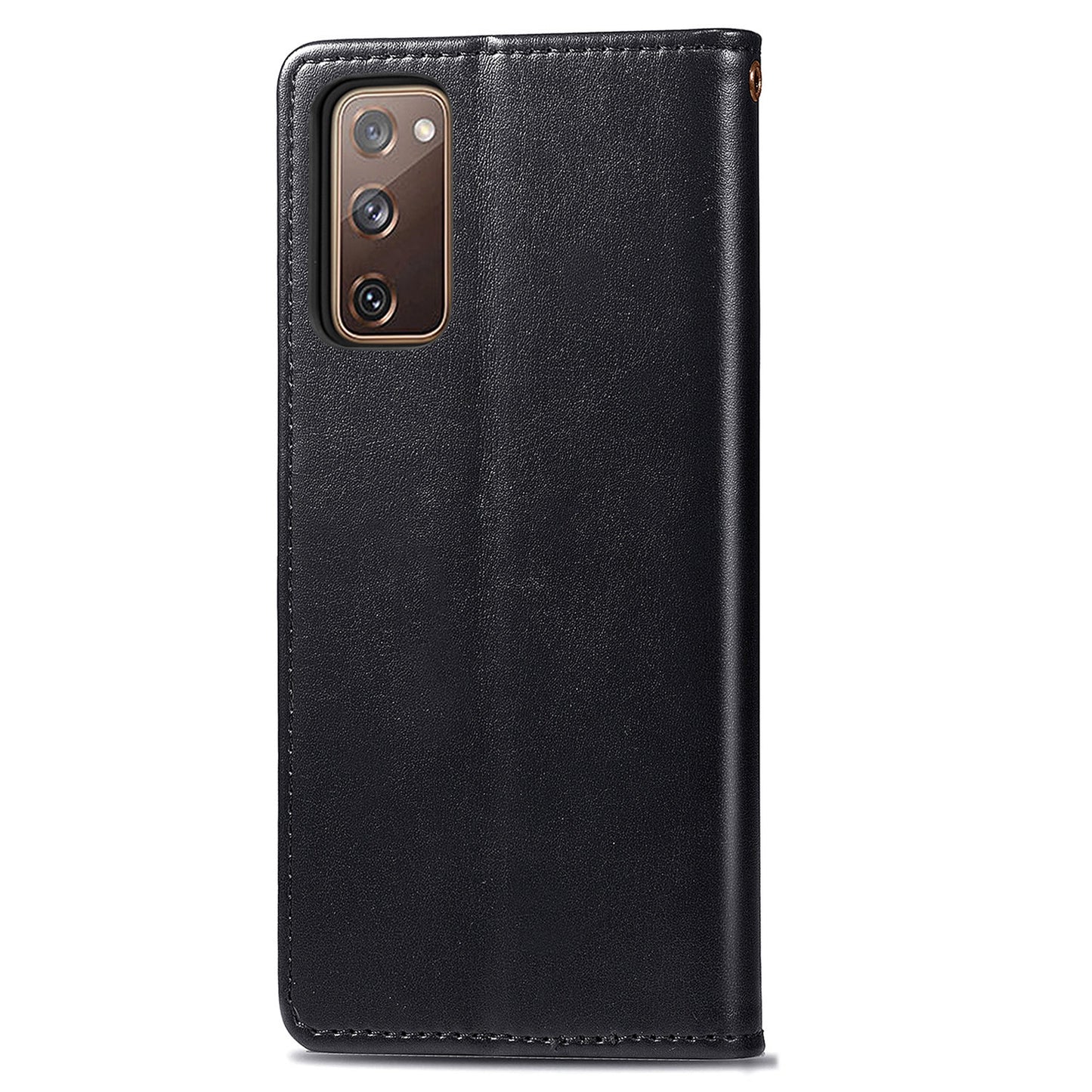 Solid Color Wallet Stand Leather Phone Shell for Samsung Galaxy S20 FE 4G/FE 5G/S20 Lite/S20 FE 2022 - Black