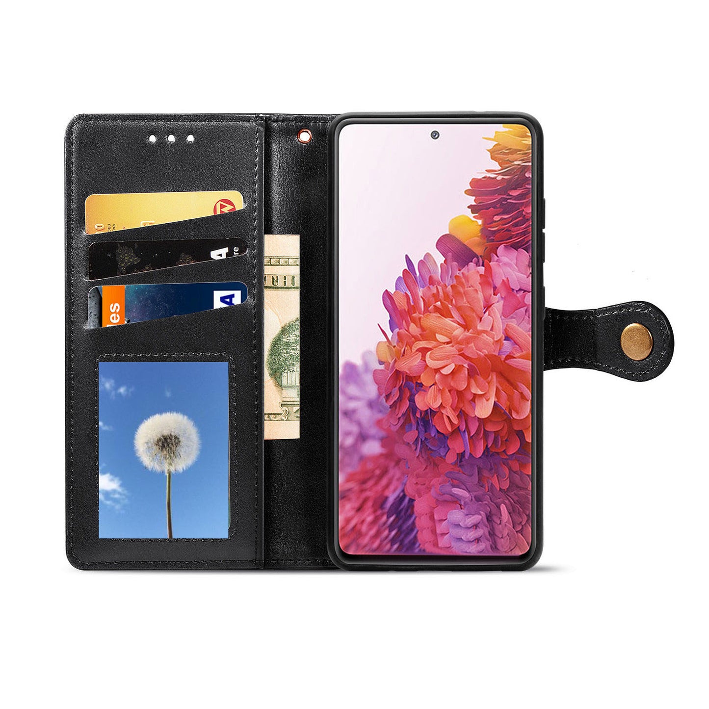 Solid Color Wallet Stand Leather Phone Shell for Samsung Galaxy S20 FE 4G/FE 5G/S20 Lite/S20 FE 2022 - Black