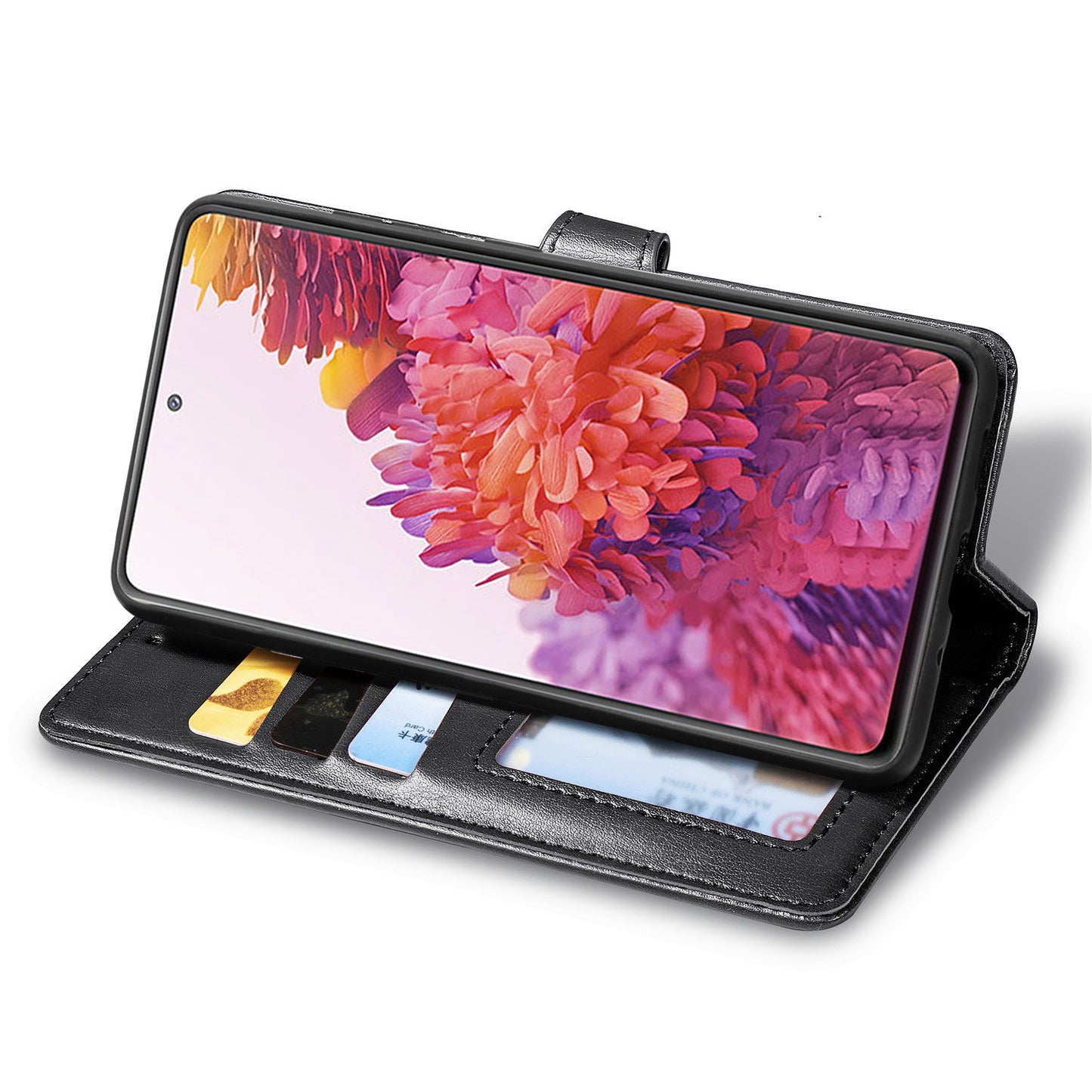 Solid Color Wallet Stand Leather Phone Shell for Samsung Galaxy S20 FE 4G/FE 5G/S20 Lite/S20 FE 2022 - Black