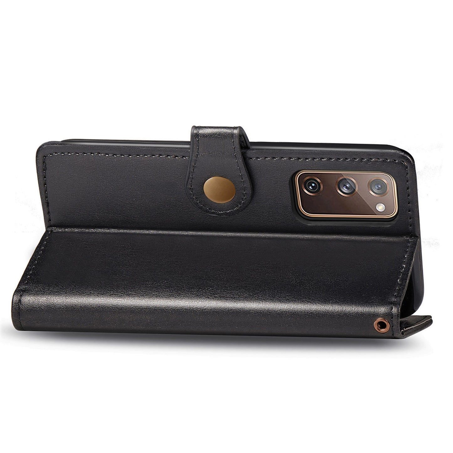 Solid Color Wallet Stand Leather Phone Shell for Samsung Galaxy S20 FE 4G/FE 5G/S20 Lite/S20 FE 2022 - Black