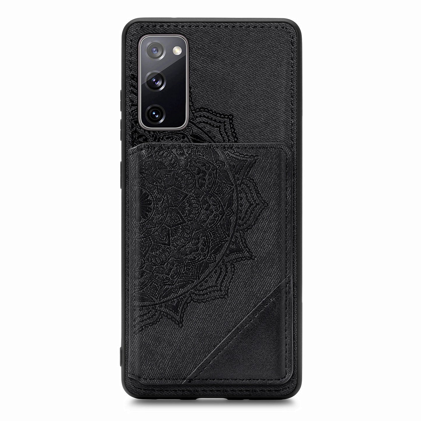 Mandala Flower Pattern PU Leather+TPU Flip Wallet Phone Case for Samsung Galaxy S20 FE 4G/FE 5G/S20 Lite/S20 FE 2022 - Black