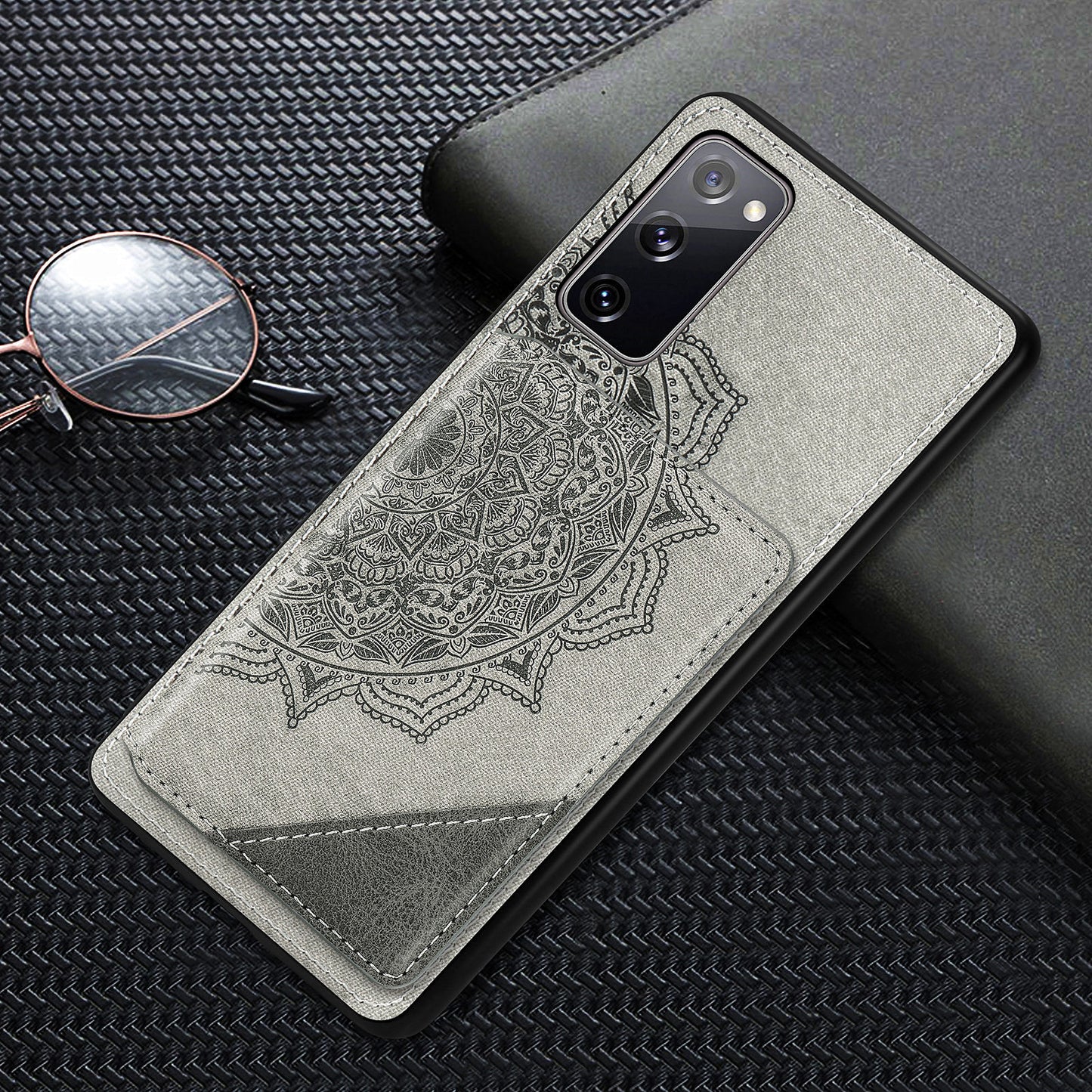 Mandala Flower Pattern PU Leather+TPU Flip Wallet Phone Case for Samsung Galaxy S20 FE 4G/FE 5G/S20 Lite/S20 FE 2022 - Grey