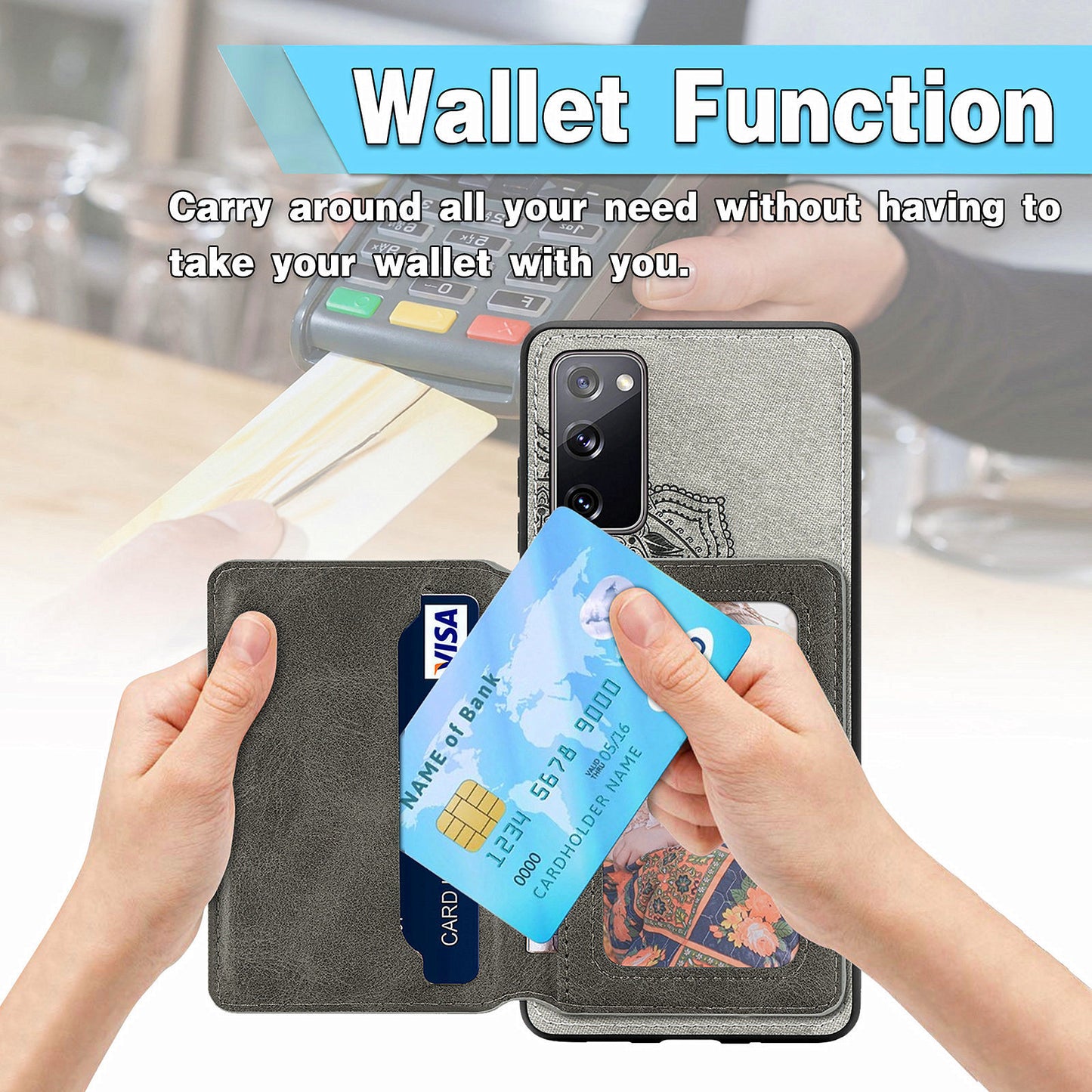 Mandala Flower Pattern PU Leather+TPU Flip Wallet Phone Case for Samsung Galaxy S20 FE 4G/FE 5G/S20 Lite/S20 FE 2022 - Grey