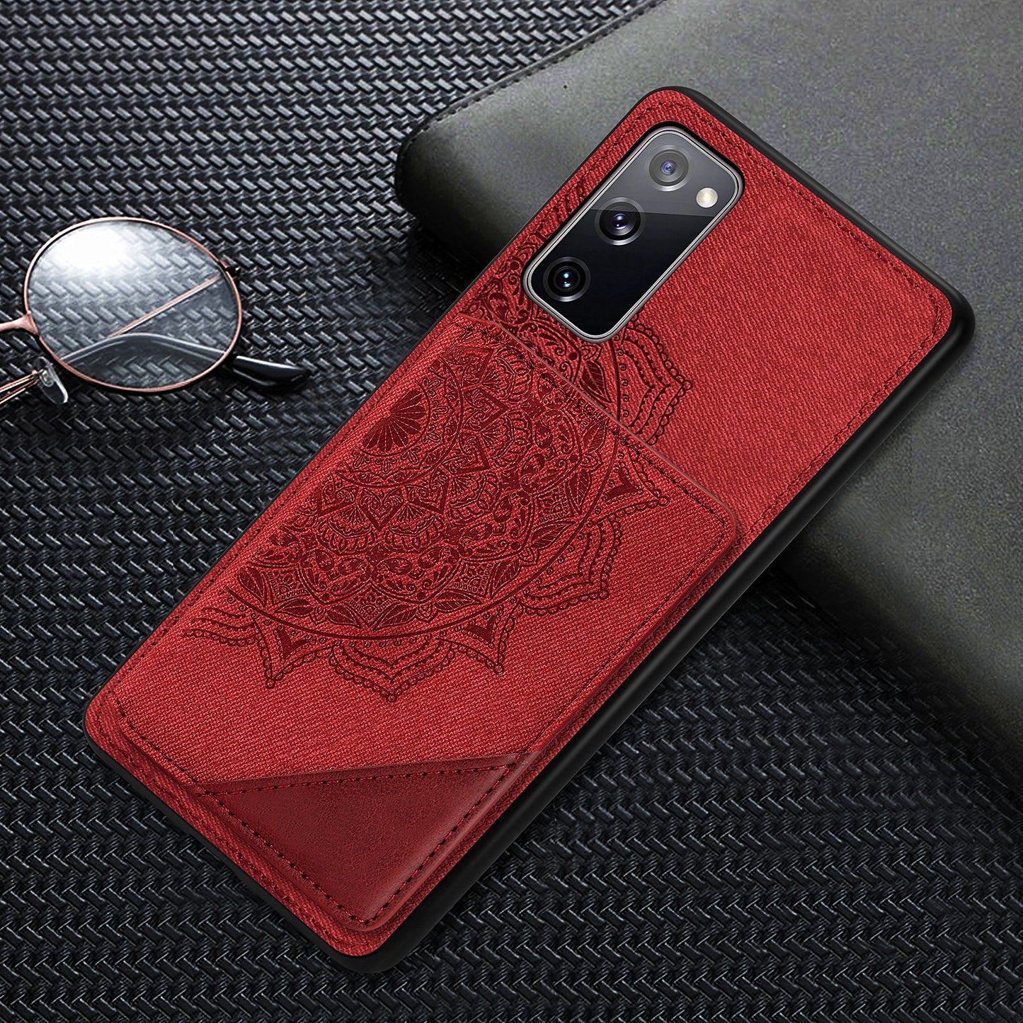 Mandala Flower Pattern PU Leather+TPU Flip Wallet Phone Case for Samsung Galaxy S20 FE 4G/FE 5G/S20 Lite/S20 FE 2022 - Red