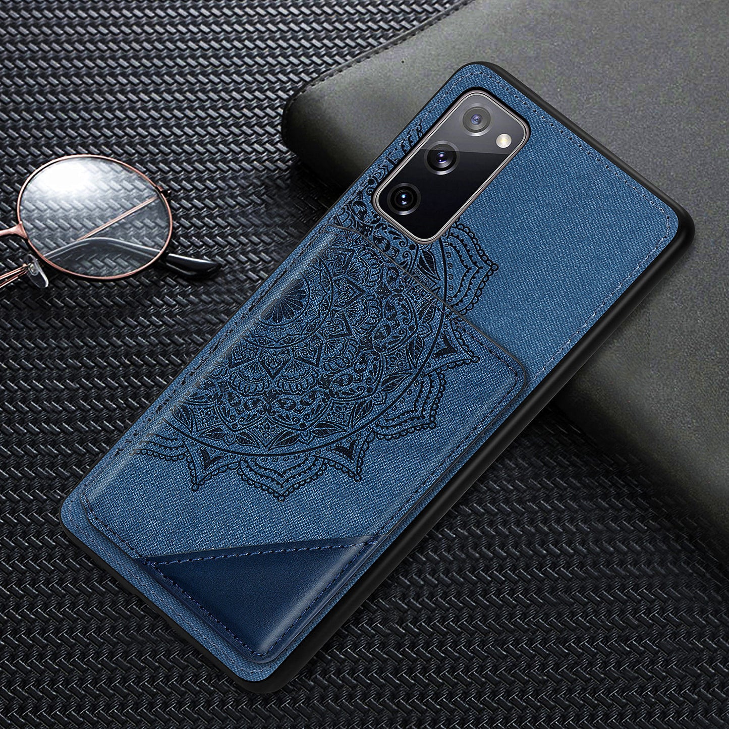 Mandala Flower Pattern PU Leather+TPU Flip Wallet Phone Case for Samsung Galaxy S20 FE 4G/FE 5G/S20 Lite/S20 FE 2022 - Blue