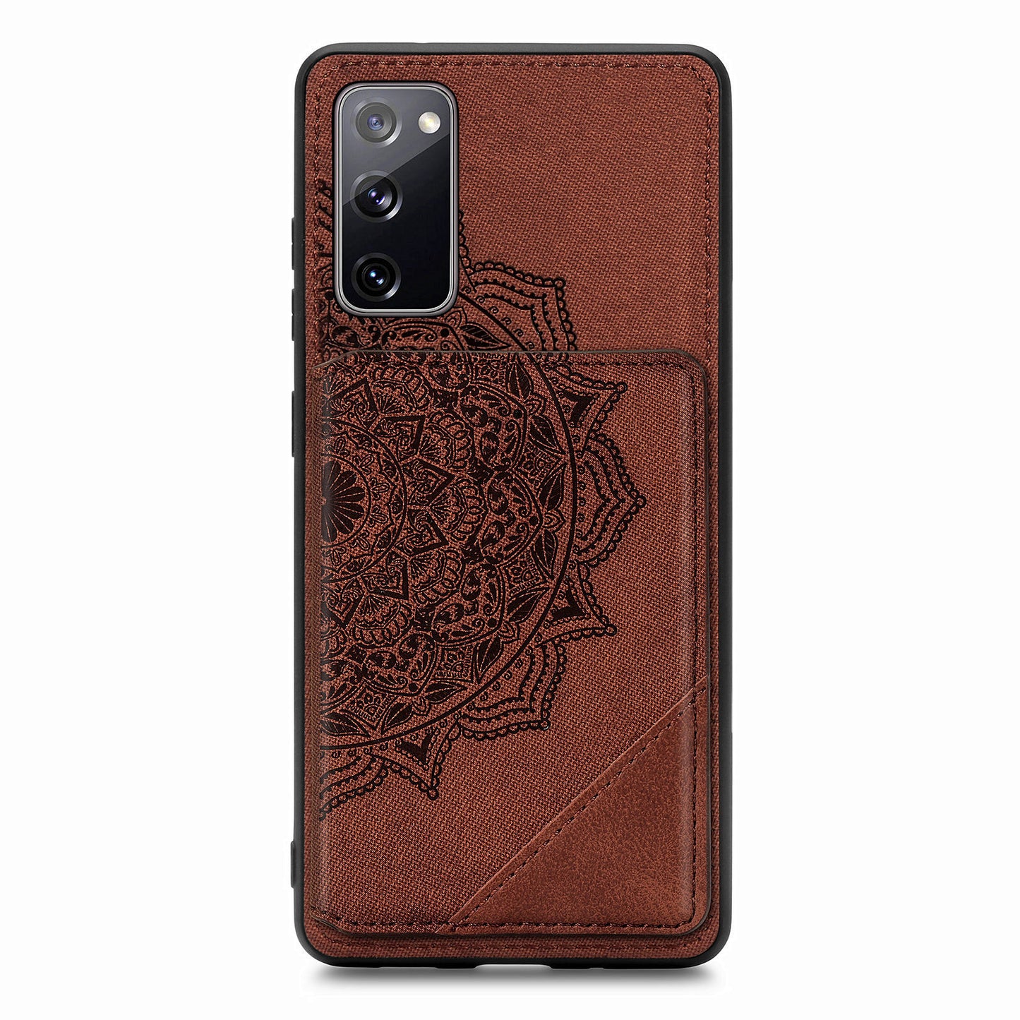 Mandala Flower Pattern PU Leather+TPU Flip Wallet Phone Case for Samsung Galaxy S20 FE 4G/FE 5G/S20 Lite/S20 FE 2022 - Brown