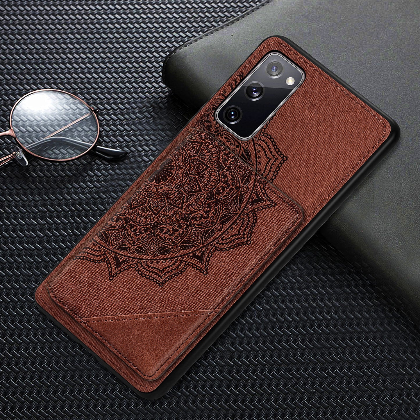 Mandala Flower Pattern PU Leather+TPU Flip Wallet Phone Case for Samsung Galaxy S20 FE 4G/FE 5G/S20 Lite/S20 FE 2022 - Brown