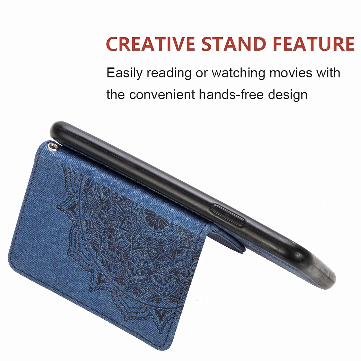 Card Slot Design PU Leather Coated TPU Phone Case with Kickstand and Strap for Samsung Galaxy S20 FE 4G/FE 5G/S20 Lite/S20 FE 2022 - Blue