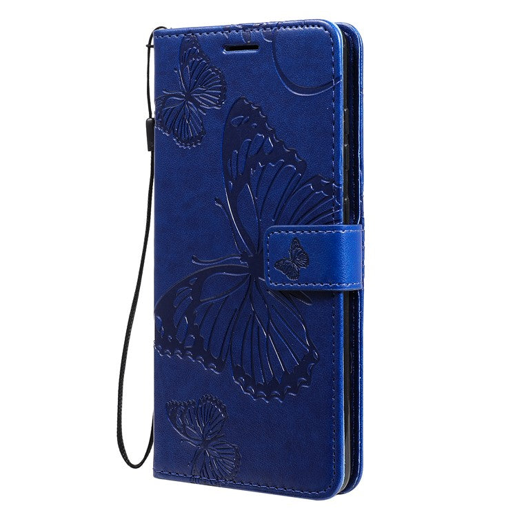 KT Imprinting Flower Series-2 Imprinted Butterflies Flower Leather Wallet Stand Case for Samsung Galaxy A52 4G/5G / A52s 5G - Blue