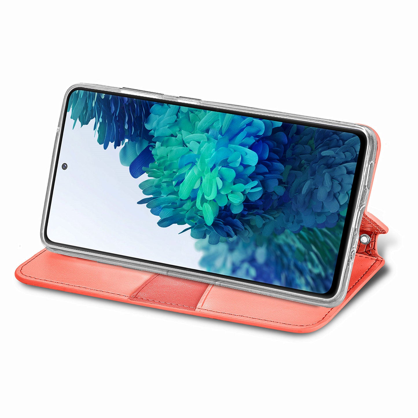 Stand Wallet Design Imprinted Mandala Flower Pattern Auto-absorbed PU Leather Case for Samsung Galaxy S20 FE 4G/FE 5G/S20 Lite/S20 FE 2022 - Red