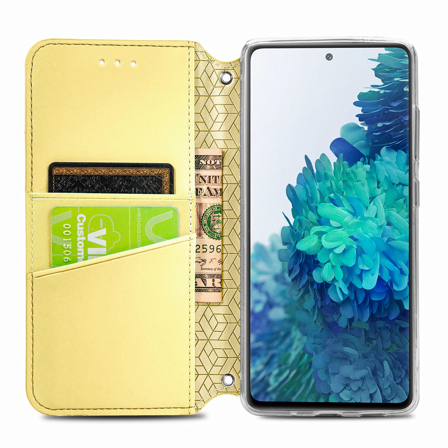 Stand Wallet Design Imprinted Mandala Flower Pattern Auto-absorbed PU Leather Case for Samsung Galaxy S20 FE 4G/FE 5G/S20 Lite/S20 FE 2022 - Yellow