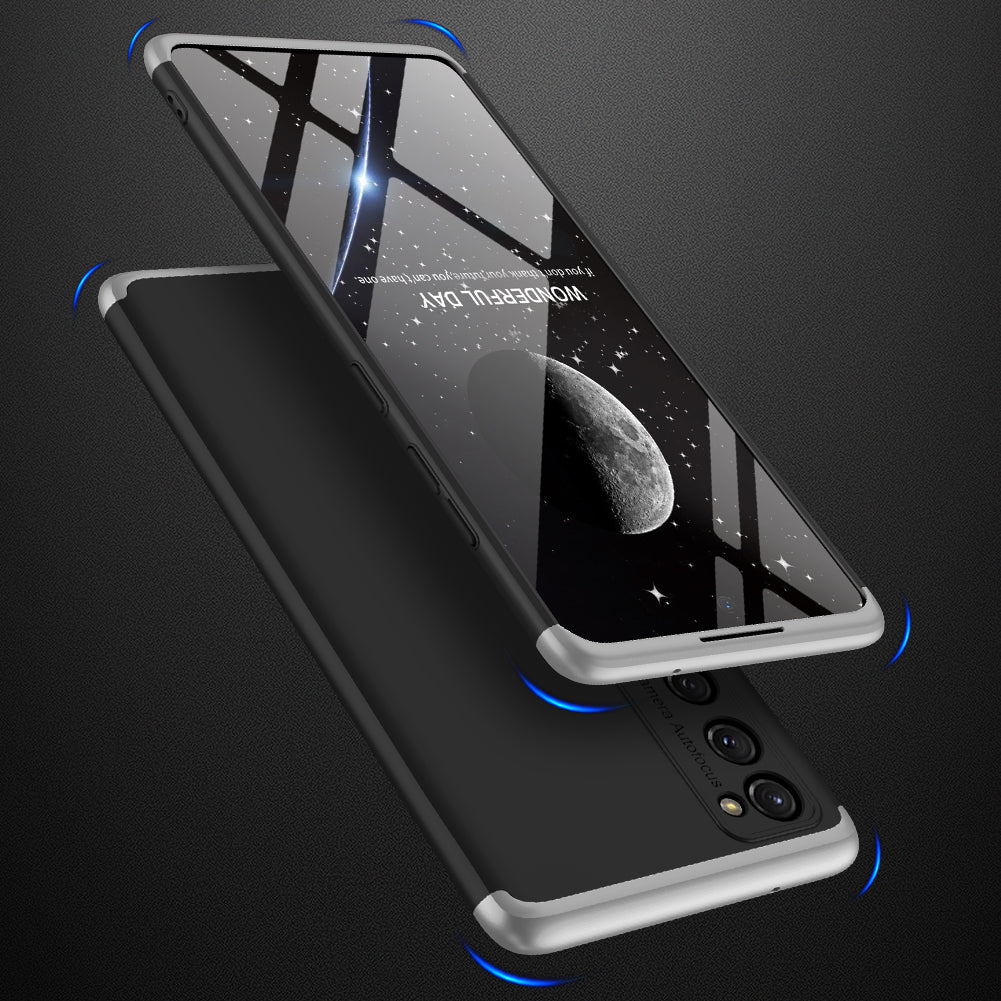GKK Detachable 3-Piece Design Matte Finish Full Coverage PC Protective Shell Case for Samsung Galaxy S20 FE 4G/FE 5G/S20 Lite/S20 FE 2022 - Black / Silver