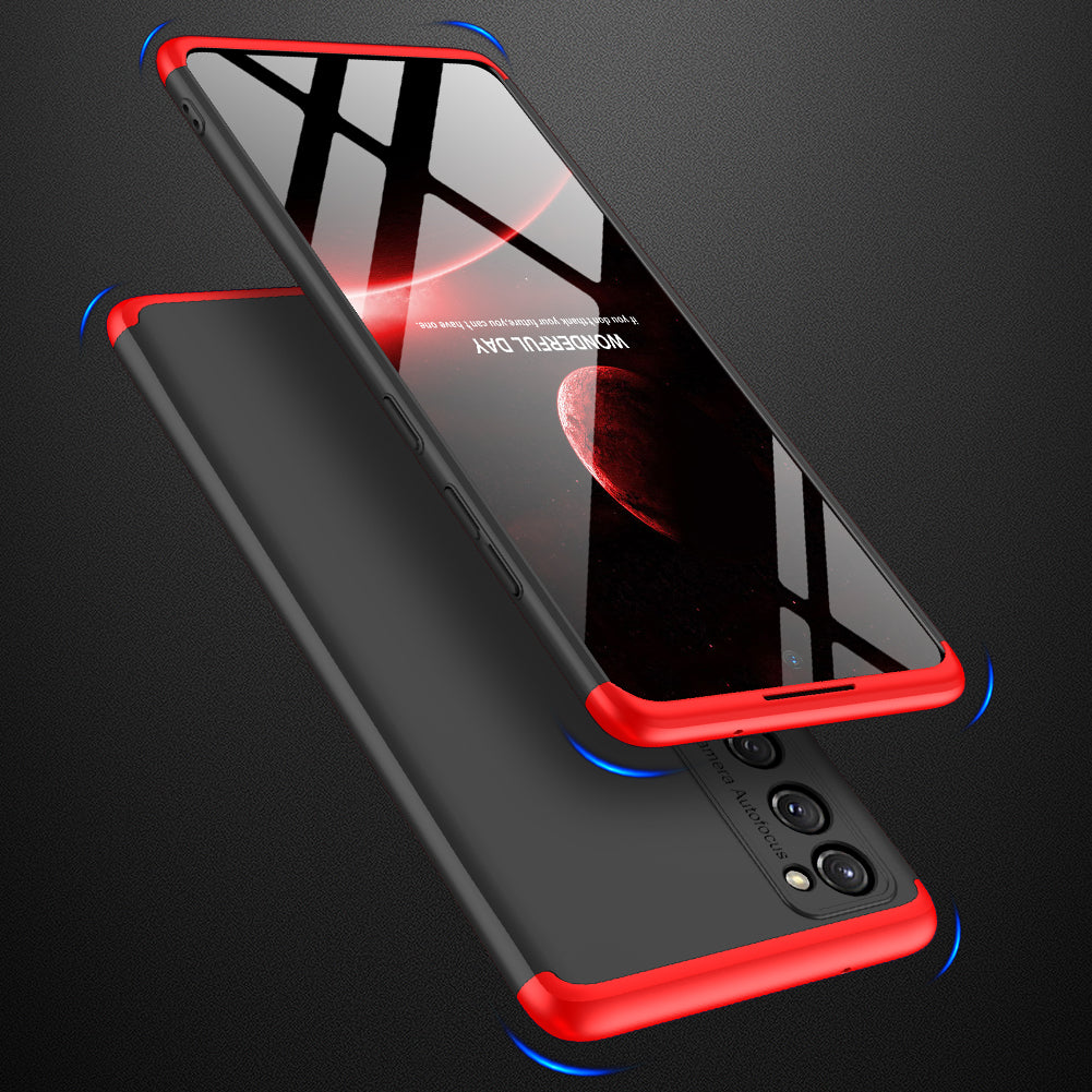 GKK Detachable 3-Piece Design Matte Finish Full Coverage PC Protective Shell Case for Samsung Galaxy S20 FE 4G/FE 5G/S20 Lite/S20 FE 2022 - Black / Red