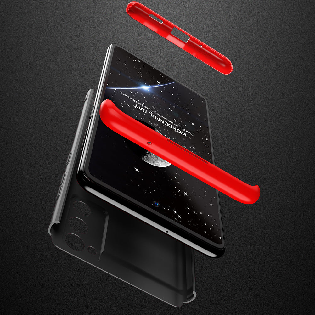 GKK Detachable 3-Piece Design Matte Finish Full Coverage PC Protective Shell Case for Samsung Galaxy S20 FE 4G/FE 5G/S20 Lite/S20 FE 2022 - Black / Red