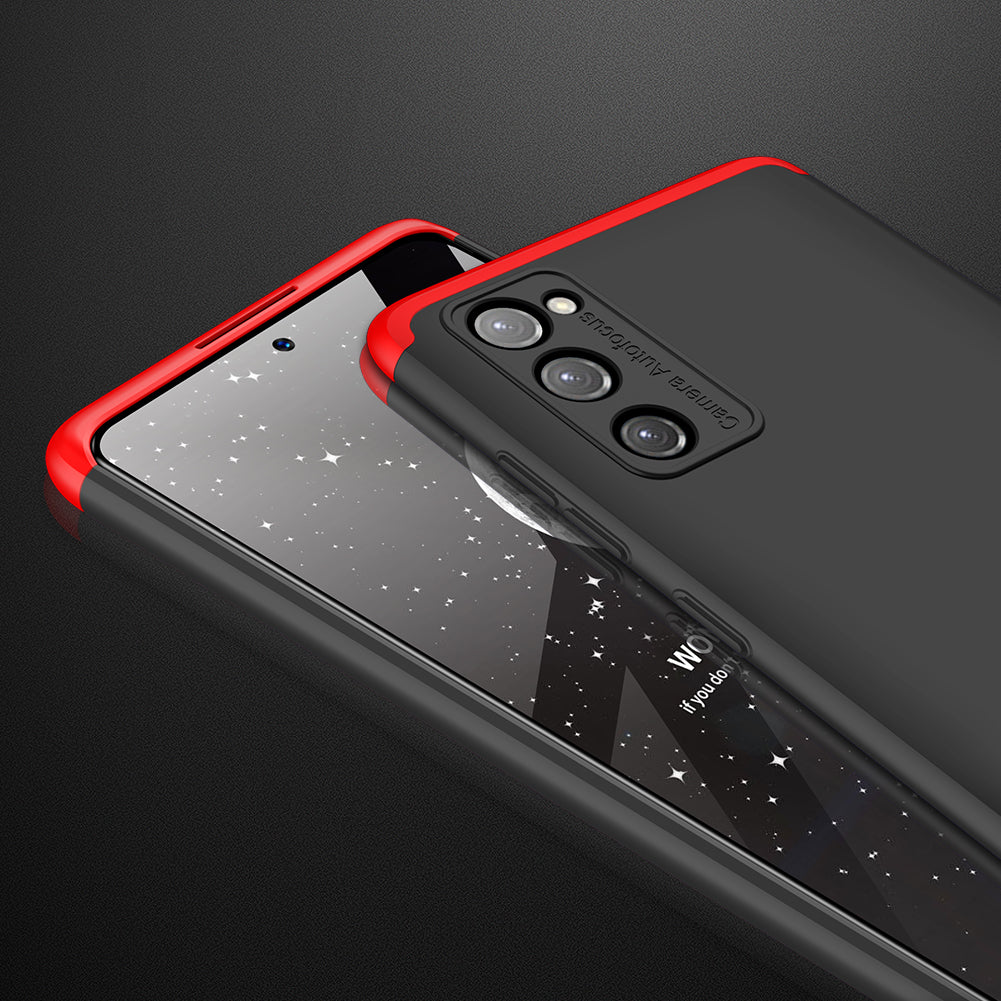 GKK Detachable 3-Piece Design Matte Finish Full Coverage PC Protective Shell Case for Samsung Galaxy S20 FE 4G/FE 5G/S20 Lite/S20 FE 2022 - Black / Red
