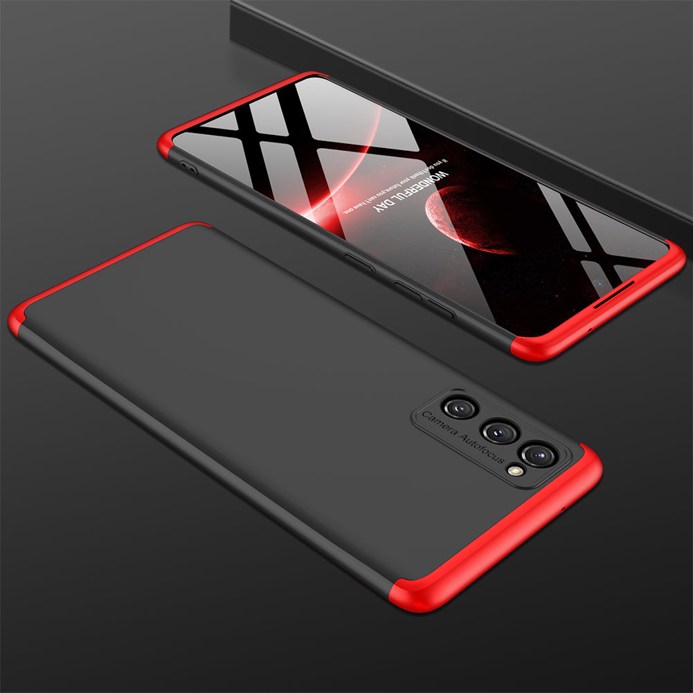 GKK Detachable 3-Piece Design Matte Finish Full Coverage PC Protective Shell Case for Samsung Galaxy S20 FE 4G/FE 5G/S20 Lite/S20 FE 2022 - Black / Red