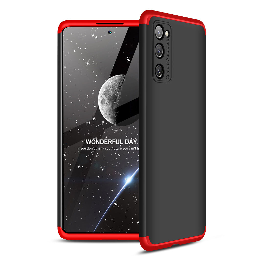 GKK Detachable 3-Piece Design Matte Finish Full Coverage PC Protective Shell Case for Samsung Galaxy S20 FE 4G/FE 5G/S20 Lite/S20 FE 2022 - Black / Red