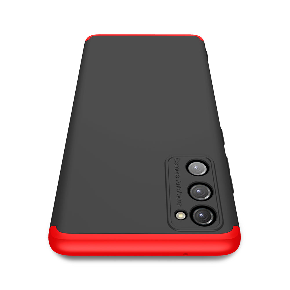 GKK Detachable 3-Piece Design Matte Finish Full Coverage PC Protective Shell Case for Samsung Galaxy S20 FE 4G/FE 5G/S20 Lite/S20 FE 2022 - Black / Red