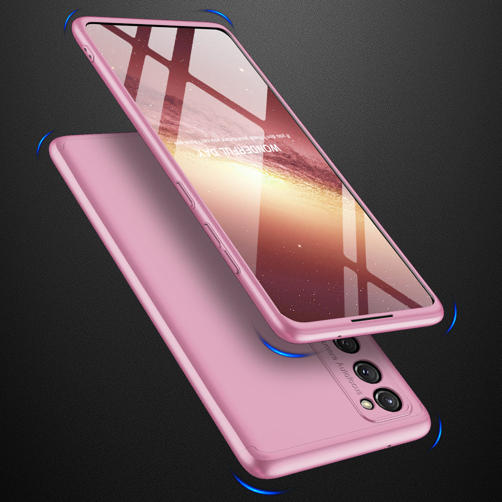 GKK Detachable 3-Piece Design Matte Finish Full Coverage PC Protective Shell Case for Samsung Galaxy S20 FE 4G/FE 5G/S20 Lite/S20 FE 2022 - Rose Gold