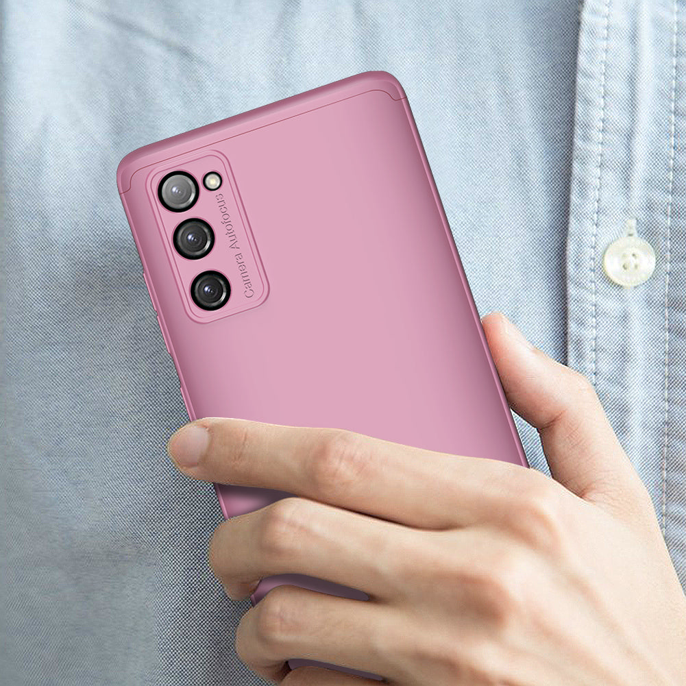 GKK Detachable 3-Piece Design Matte Finish Full Coverage PC Protective Shell Case for Samsung Galaxy S20 FE 4G/FE 5G/S20 Lite/S20 FE 2022 - Rose Gold