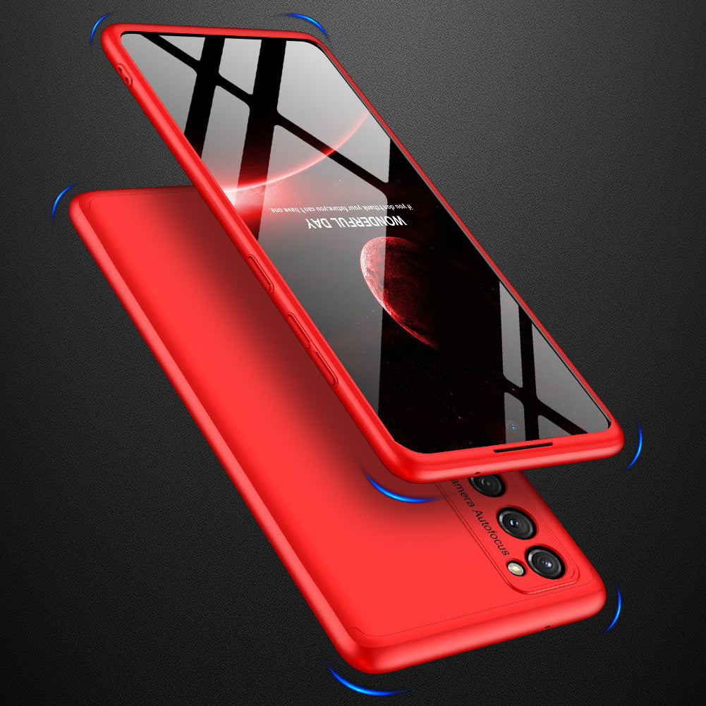 GKK Detachable 3-Piece Design Matte Finish Full Coverage PC Protective Shell Case for Samsung Galaxy S20 FE 4G/FE 5G/S20 Lite/S20 FE 2022 - Red
