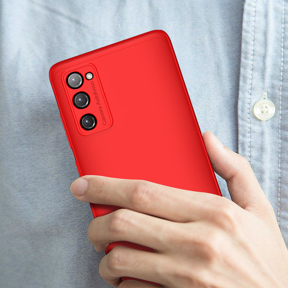 GKK Detachable 3-Piece Design Matte Finish Full Coverage PC Protective Shell Case for Samsung Galaxy S20 FE 4G/FE 5G/S20 Lite/S20 FE 2022 - Red